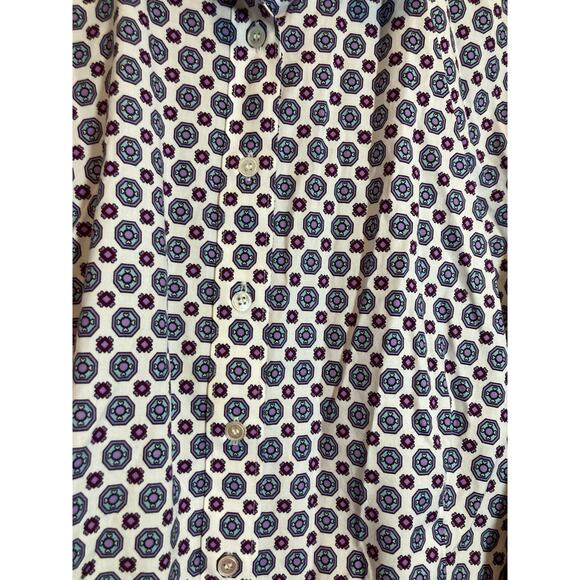 Talbots Top Womens 22W Blue & Purple Medallion Print Non Iron Button Up Plus - Picture 5 of 13